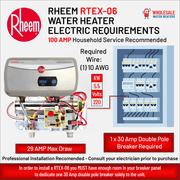 RHEEM RTEX-06T 6.5kw 240v टैंकलेस, त्वरित इलेक्ट्रिक वॉटर हीटर