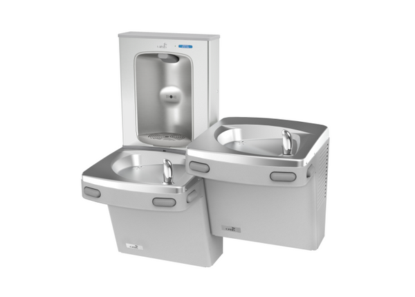 Oasis PG8EBFSL-BRB Bi-Level Mechanical Drinking Fountains and VR Bubblers w/Contactless Bottle Filler, Refrigerated Greystone