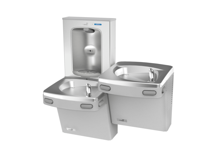 Oasis PG8EBFSL-BRB Bi-Level Mechanical Drinking Fountains and VR Bubblers w/Contactless Bottle Filler, Refrigerated Greystone
