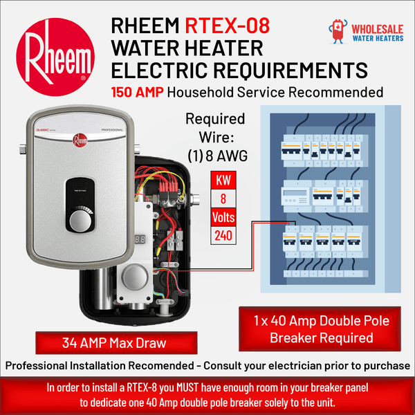RHEEM RTEX-11 11kw 240v Tankless Electric Water Heater - wholesalewaterheater