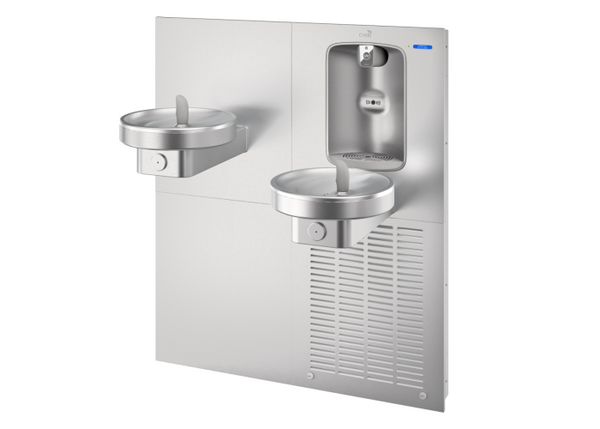 Oasis M8CREBQ Bi-Level Radii Fountains w/QUASAR UV-C Bottle Filler, Refrigerated Stainless