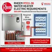 RHEEM RTEX-36 36kw 240v Tankless, Instant Electric Water Heater - wholesalewaterheater