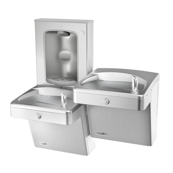 Oasis PGV8FSBFSL-14G-BRB-FRX Bi-Level Heavy Duty, Mechanical Vandal Resistant Drinking Fountains with Vandal Resistant Bubblers w/Mechanical Bottle Filler, Pharmaceutical Filter, Refrigerated Stainless