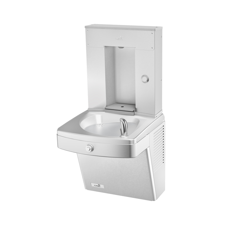 Oasis PGVFMVBF-BRB-FRX Mechanical Vandal Resistant Drinking Fountain and Bubbler w/Mechanical Bottle Filler, Pharmaceutical Filter, Non-Refrigerated Stainless