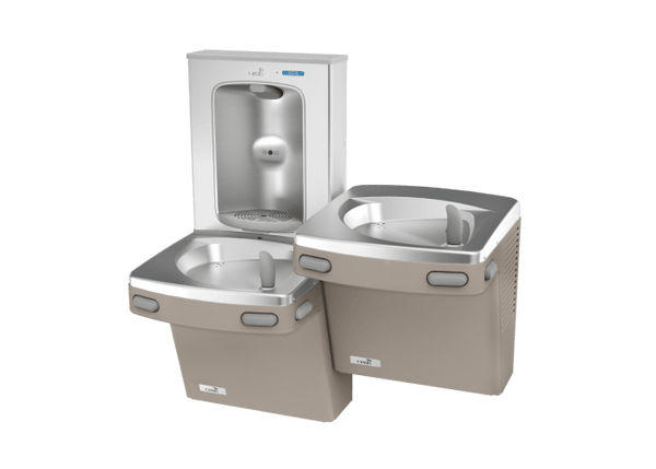 Oasis PGFEBFSL-FPF Bi-Level Mechanical Drinking Fountains w/Contactless Bottle Filler, Total PFAS Filter, Non-Refrigerated Sandstone