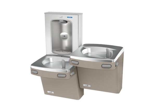 Oasis PG8FEBFSL-FPF Bi-Level Mechanical Drinking Fountains w/Contactless Bottle Filler, Total PFAS Filter, Refrigerated Sandstone