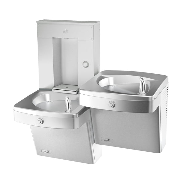 Oasis PGVFMVBFSL-BRB-FVF Bi-Level Mechanical Vandal Resistant Drinking Fountains and Bubblers w/Mechanical Bottle Filler, VersaFilter III Filter, Non-Refrigerated Stainless