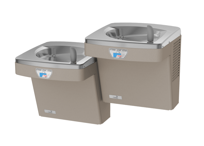 Oasis PGF8ACSLTT-FPF Bi-Level Contactless Drinking Fountains Total PFAS Filter, Refrigerated Sandstone