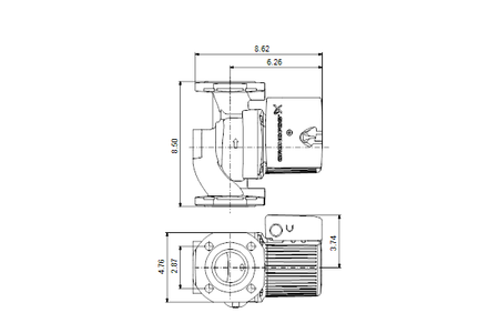 Grundfos UPS 50-60 Corrosion- Resistant Bronze Circulator Pump, 115V, part 97523136