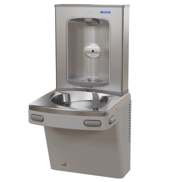 Oasis PG8EBF Mechanical Drinking Fountain w/Contactless Bottle Filler, Refrigerated Greystone