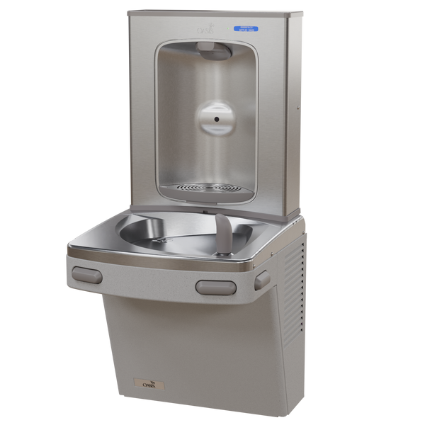 Oasis PG8FEBF-FPF Mechanical Drinking Fountain w/Contactless Bottle Filler, Total PFAS Filter, Refrigerated Greystone