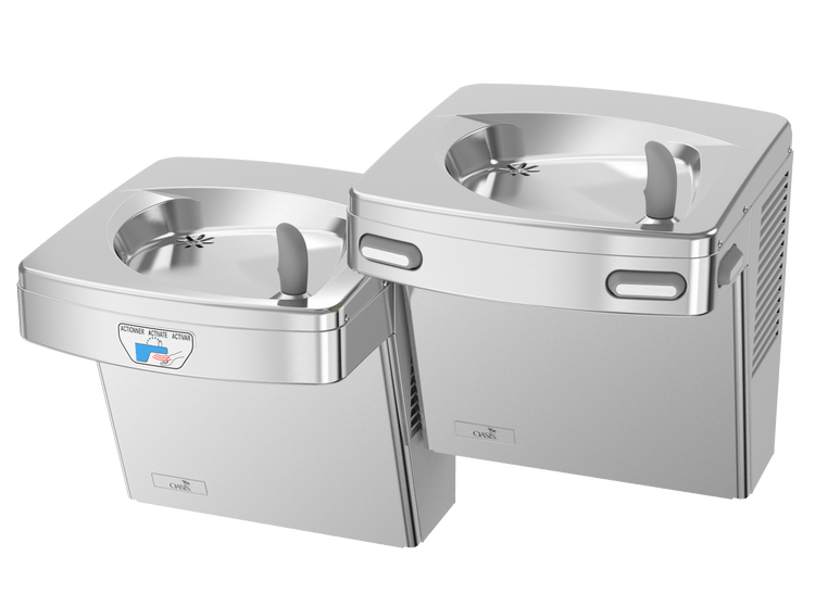Oasis PGF8ACSLTM-FRX दो-स्तरीय संपर्करहित और यांत्रिक पेयजल फव्वारे, फ़ार्मास्यूटिकल फ़िल्टर, प्रशीतित स्टेनलेस स्टील