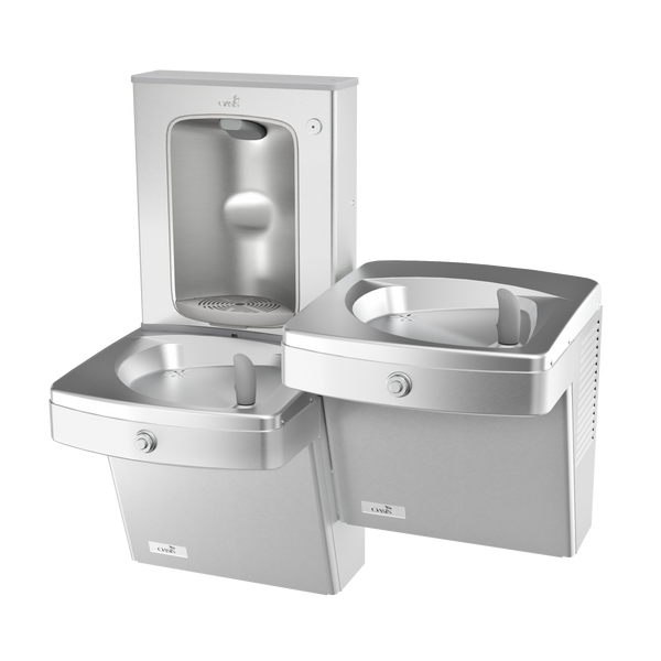 Oasis PGV8FSBFSL-FVF Bi-Level Mechanical Vandal Resistant Drinking Fountains w/Mechanical Bottle Filler, VersaFilter III Fitler, Refrigerated Stainless