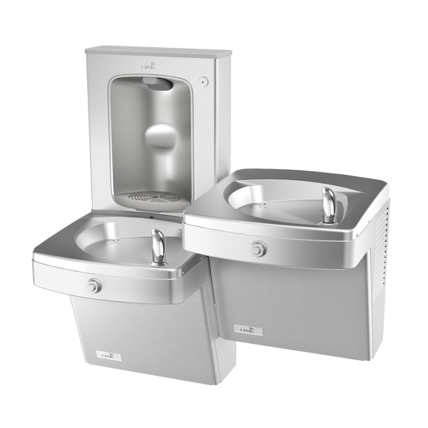 Oasis PGVFSBFSL-BRB-FPF Bi-Level Mechanical Vandal Resistant Drinking Fountains with Vandal Resistant Bubblers w/Mechanical Bottle Filler, Total PFAS Filter, Non-Refrigerated Stainless