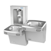 Oasis PGEBQSL Bi-Level Mechanical Drinking Fountains w/ QUASAR UV-C Bottle Filler, Non-Refrigerated Greystone