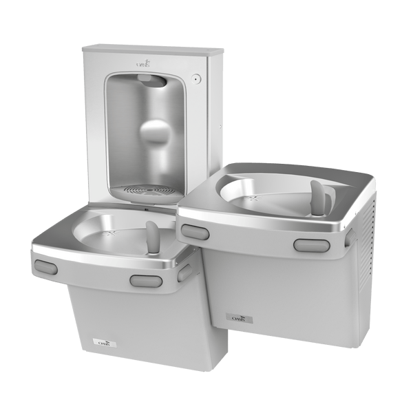 Oasis PG8FSBFSL-FVF Bi-Level Mechanical Drinking Fountains w/ Mechanical Bottle Filler, VersaFilter III Filter, Refrigerated Greystone