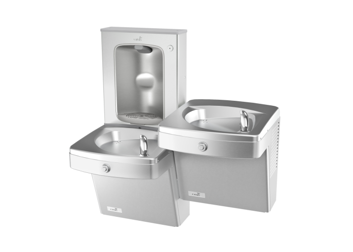 Oasis PGV8SBFSL-BRB fuentes de agua mecánicas de dos niveles resistentes al vandalismo con burbujeador resistente al vandalismo y llenador mecánico de botellas, refrigeradas, acero inoxidable