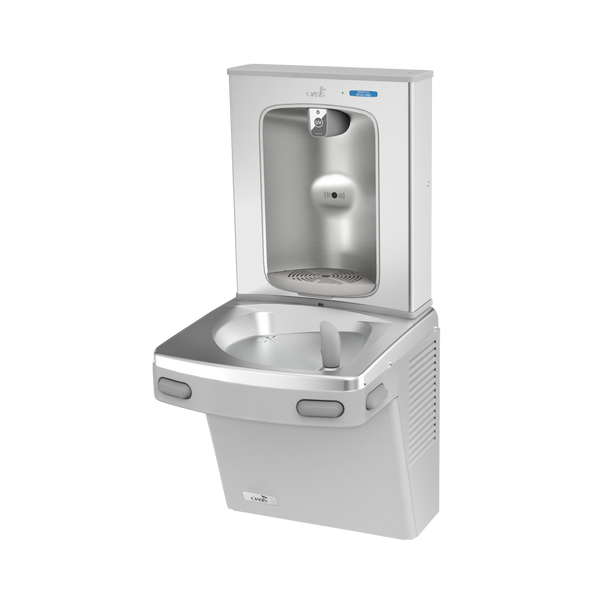 Oasis PGEBQ Mechanical Drinking Fountain w/ QUASAR UV-C Bottle Filler, Non-Refrigerated Greystone