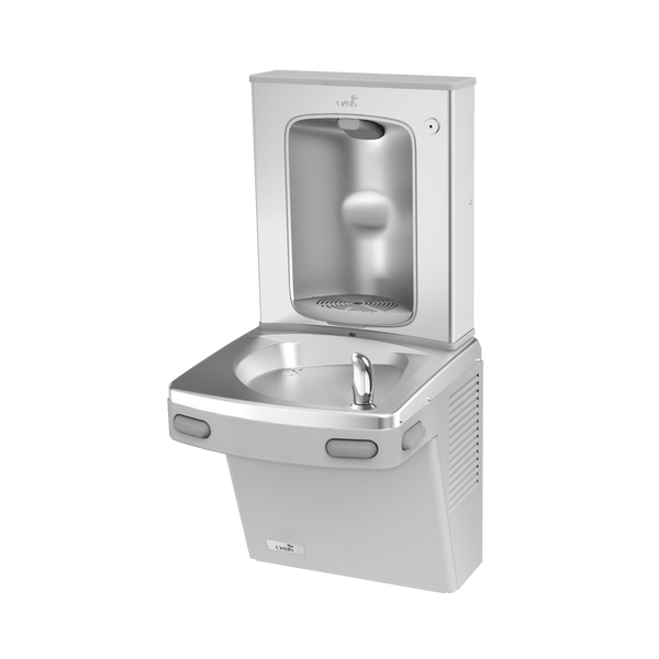 Oasis PG8FSBF-BRB-FPF Mechanical Drinking Fountain with Vandal Resistant Bubbler w/Mechanical Bottle Filler, Total PFAS Filter, Refrigerated Greystone