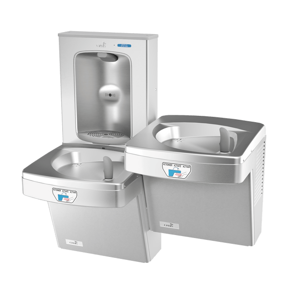 Oasis PG8EBFSLTT Bi Level Contactless Drinking Fountains w/Contactless Bottle Filler, Refrigerated Stainless