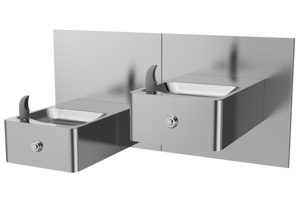 Oasis MSSLPM-14G Heavy Duty, Bi-Level, On-A-Wall Fountain, Non-Refrigerated Stainless