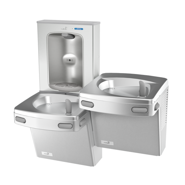Oasis PGFEBFSL-FPF Bi-Level Mechanical Drinking Fountains w/Contactless Bottle Filler, Total PFAS Filter, Non-Refrigerated Stainless