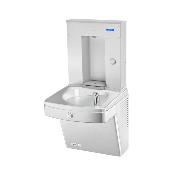 Oasis PGV8FSVBF-BRB-FVF Mechanical Vandal Resistant Drinking Fountain and Bubbler w/Electro-Mechanical Bottle Filler, VersaFilter III Filter, Refrigerated Stainless