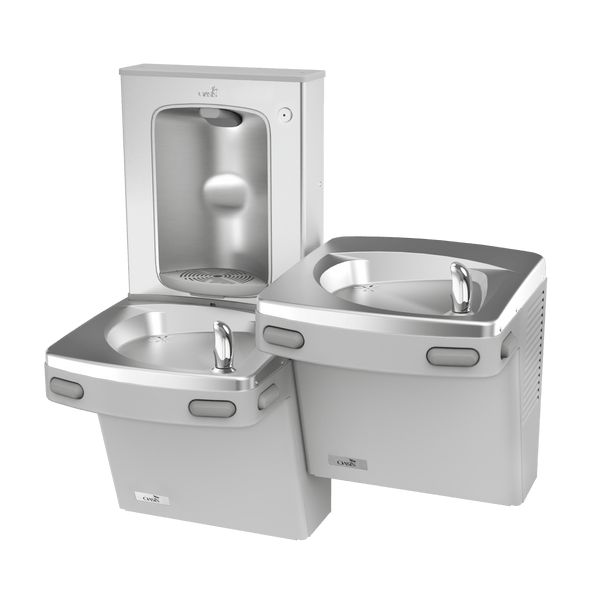 Oasis PGFSBFSL-BRB-FRX Bi-Level Mechanical Drinking Fountains with Vandal Resistant Bubblers w/Mechanical Bottle Filler, Pharmaceutical Filter, Non-Refrigerated Stainless