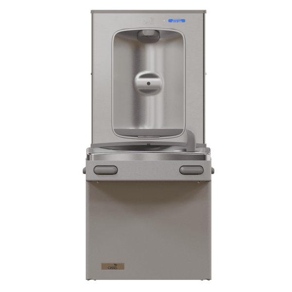 Oasis PG8EBF Mechanical Drinking Fountain w/Contactless Bottle Filler, Refrigerated Greystone
