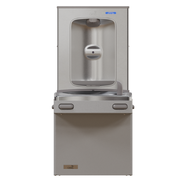 Oasis PGFEBF-FPF Mechanical Drinking Fountain w/Contactless Bottle Filler, Total PFAS Filter, Non-Refrigerated Greystone