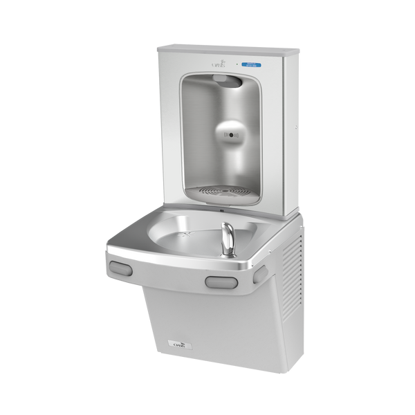 Oasis PG8EBF-BRB Mechanical Drinking Fountain w/Contactless Bottle Filler, Refrigerated Greystone