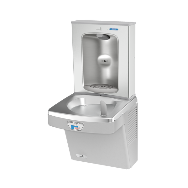 Oasis PG8FEBFT-FPF Contactless Drinking Fountain w/Contactless Bottle Filler, Total PFAS Filter, Refrigerated Greystone